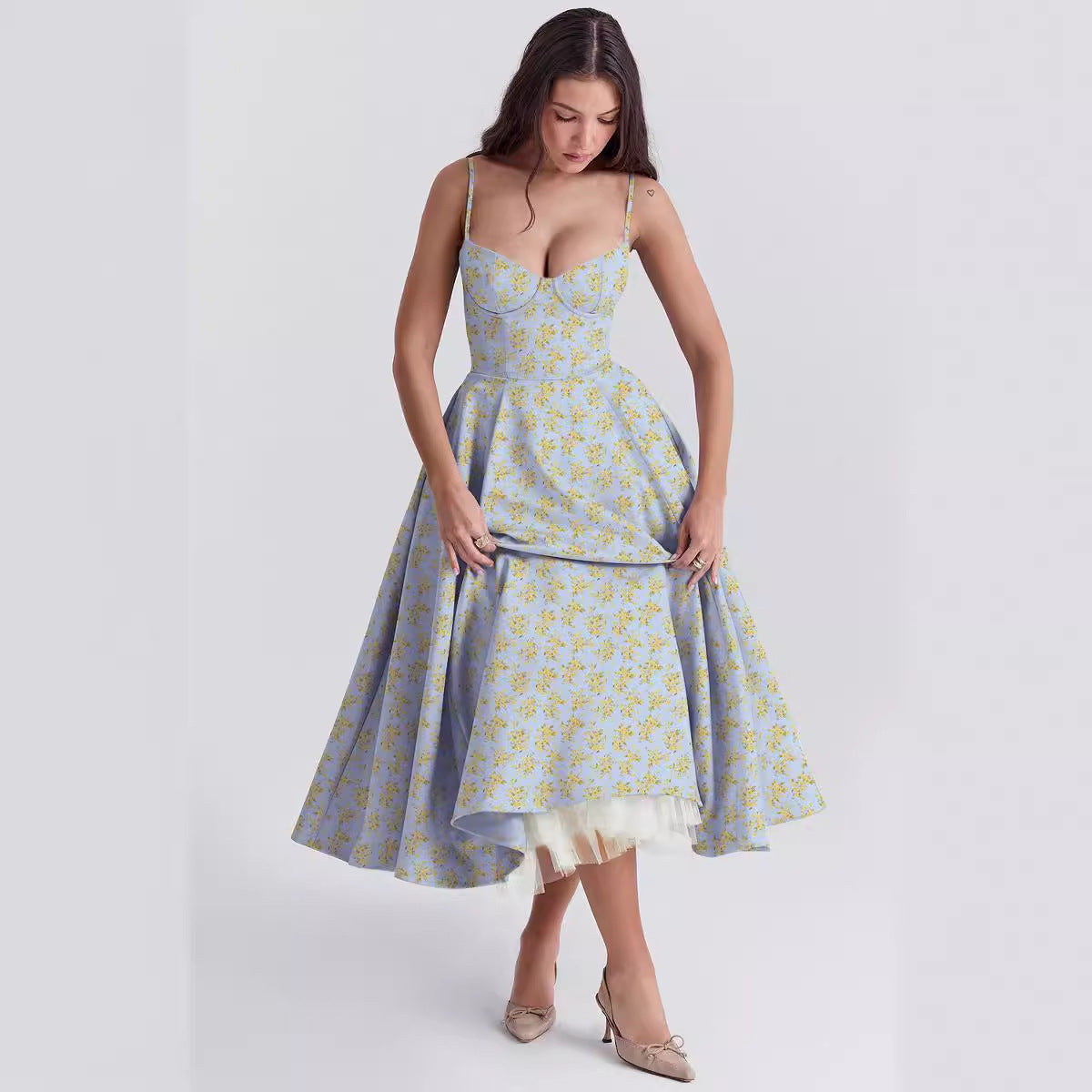 Isabelle - Vestido vaporoso de malla francesa