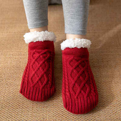 Ella – Cozy Cable-Knit Fleece Slipper Socks for Women