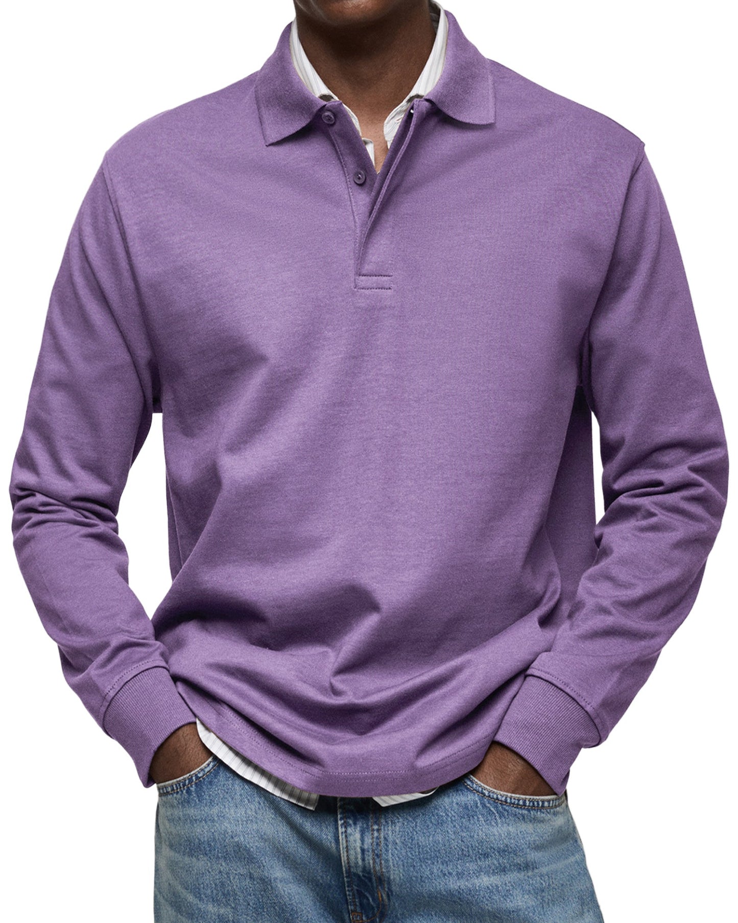 Raphael - Herren Langarm-Poloshirt mit Knopfleiste