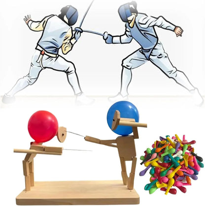 Handmade Balloon-Head Wooden Fighter Puppets