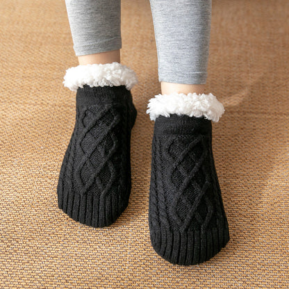 Ella – Cozy Cable-Knit Fleece Slipper Socks for Women