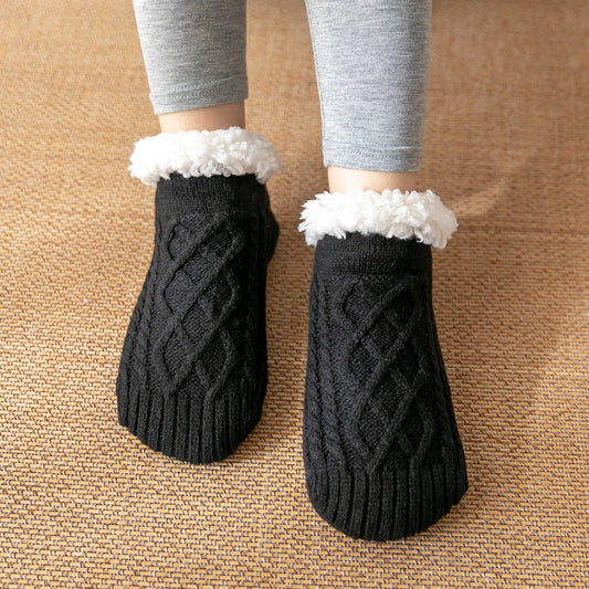 Ella – Cozy Cable-Knit Fleece Slipper Socks for Women