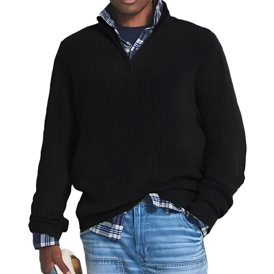 Liam - Herren Strickpullover mit halbem Reißverschluss