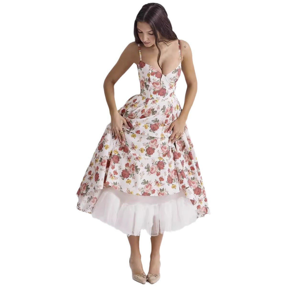Isabelle - Vestido vaporoso de malla francesa