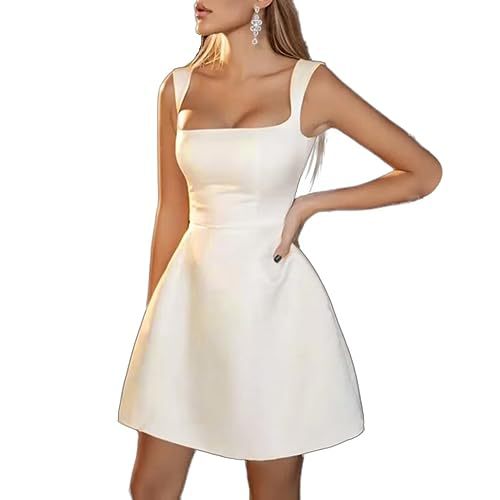 Stuttgart | Premium Einfaches und kurzes Hochzeitskleid in A- Linie aus Satin