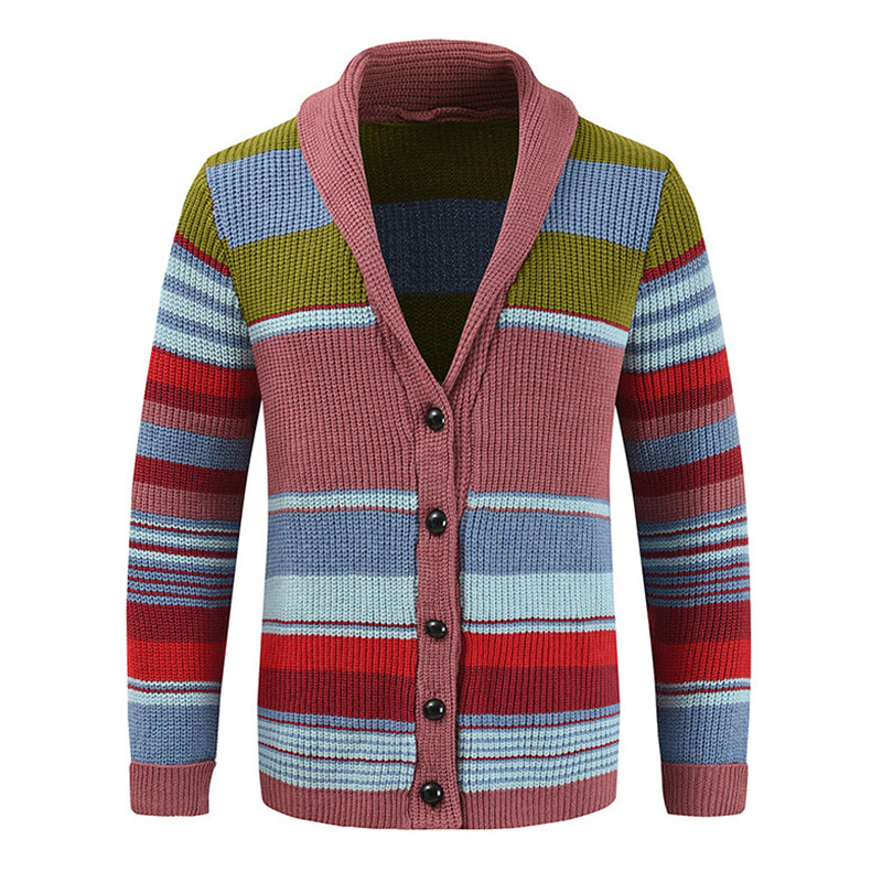 Marlon – Gestreifte Strickjacke mit Knopfleiste Herren