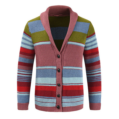Marlon – Gestreifte Strickjacke mit Knopfleiste Herren