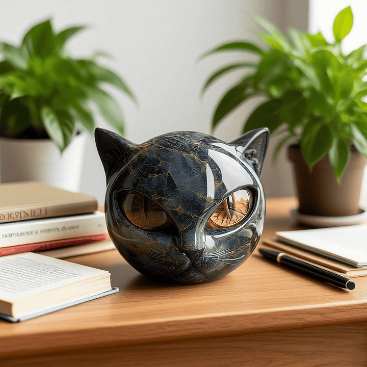 Elegant and Mystical Black Cat Sculpture