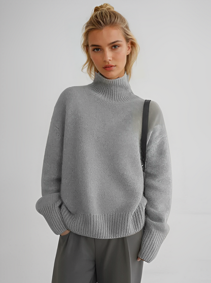 Mara - Damen Strickpullover Oversize mit Stehkragen