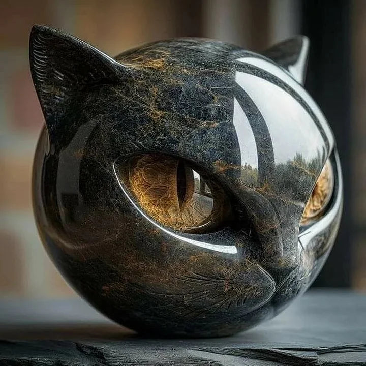 Elegant and Mystical Black Cat Sculpture