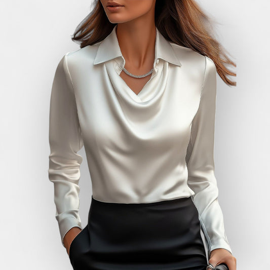 Elena – Satinbluse mit Wasserfallausschnitt Damen