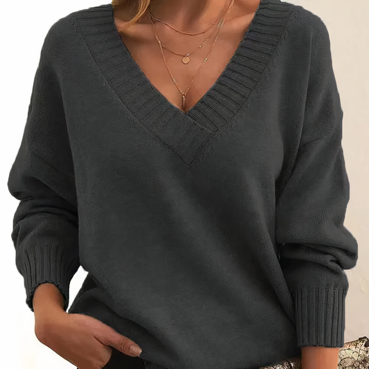 Mira – Weicher V-Ausschnitt Damenpullover