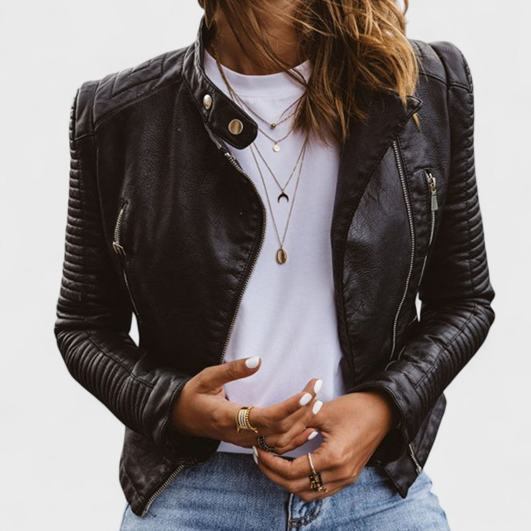 Sofia - Damen Lederjacke im Bikerstil