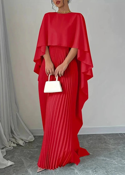 Elena - Damenkleid mit plissiertem Rock und Umhang-Design