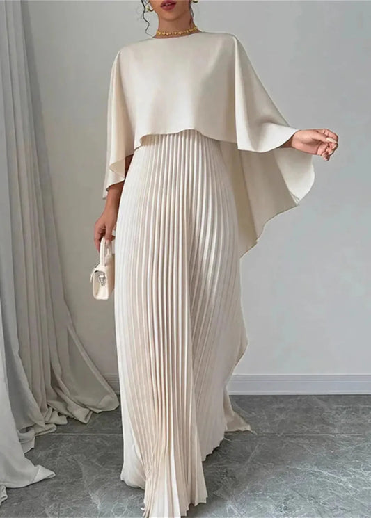 Elena - Damenkleid mit plissiertem Rock und Umhang-Design