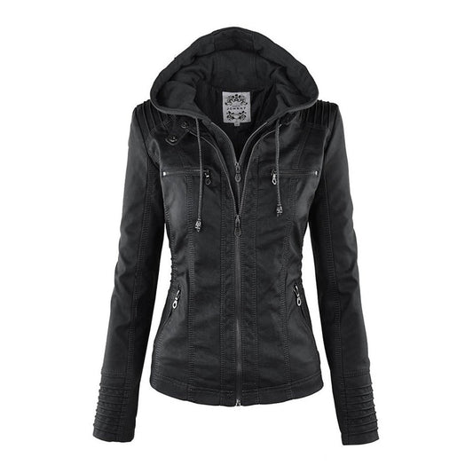 Elena – Kunstlederjacke mit Kapuze Damen