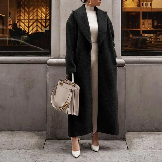 Alessia - Damen Wintermantel Long Coat mit Reverskragen