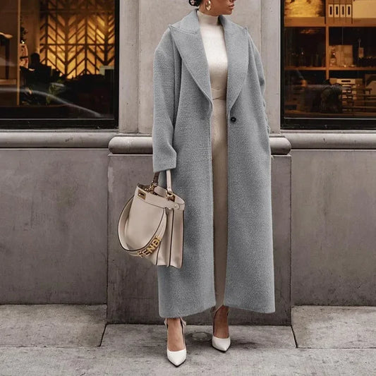Alessia - Damen Wintermantel Long Coat mit Reverskragen
