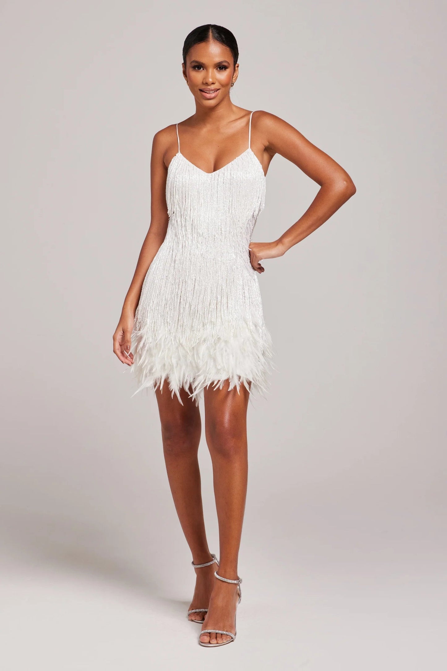 Sienna – Feather-Trim Fringe Cocktail Dress for Women