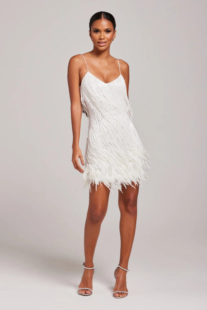 Sienna – Feather-Trim Fringe Cocktail Dress for Women
