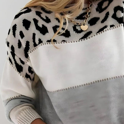 Chloe – Colorblock Leopard-Knit Sweater for Women
