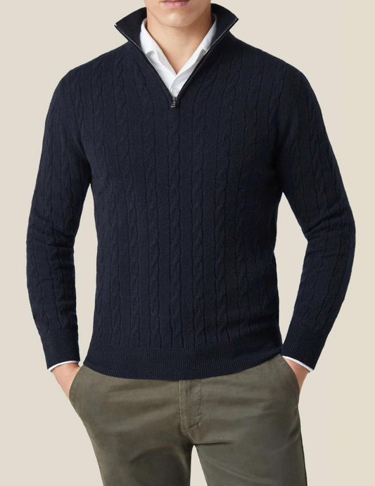 Castello | Cable Knit Zipper Sweater ByCastello