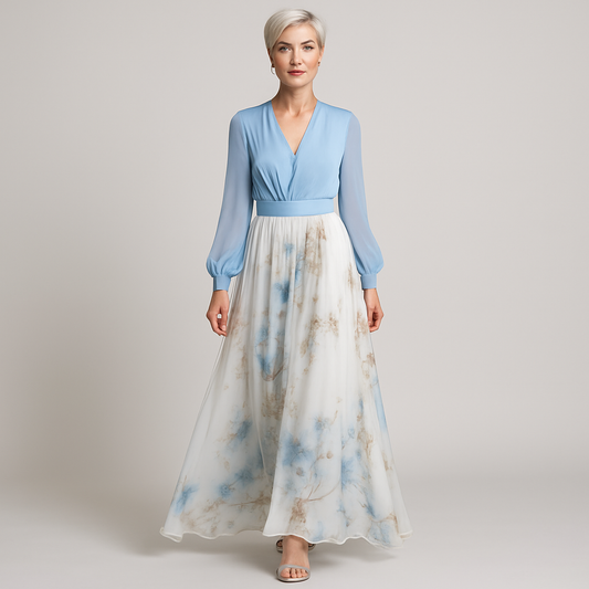 Celina – Elegantes Midikleid mit Chiffonärmeln
