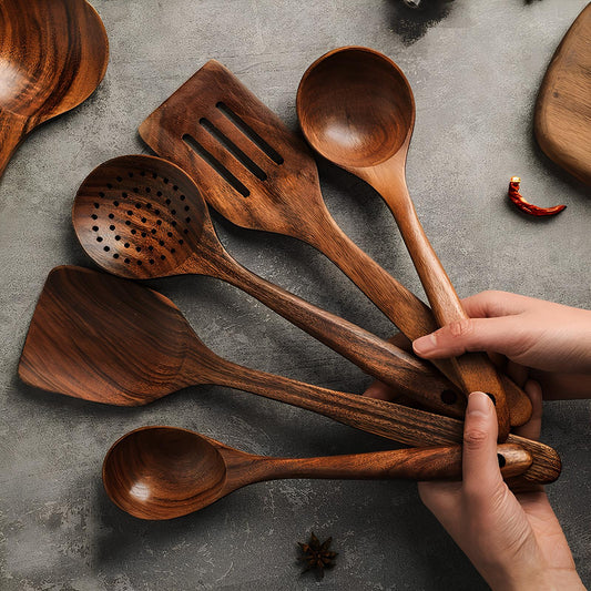 Minimalist Wooden Utensil Set with Ergonomic Handles