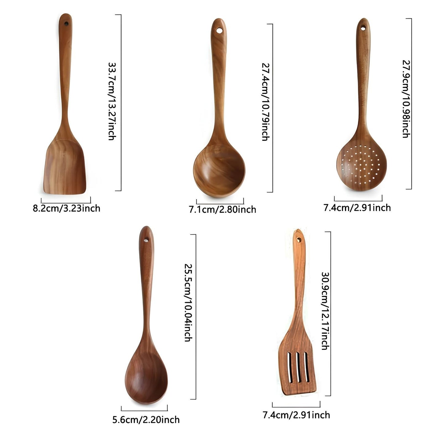 Wooden Utensil Set with Ergonomic Handles