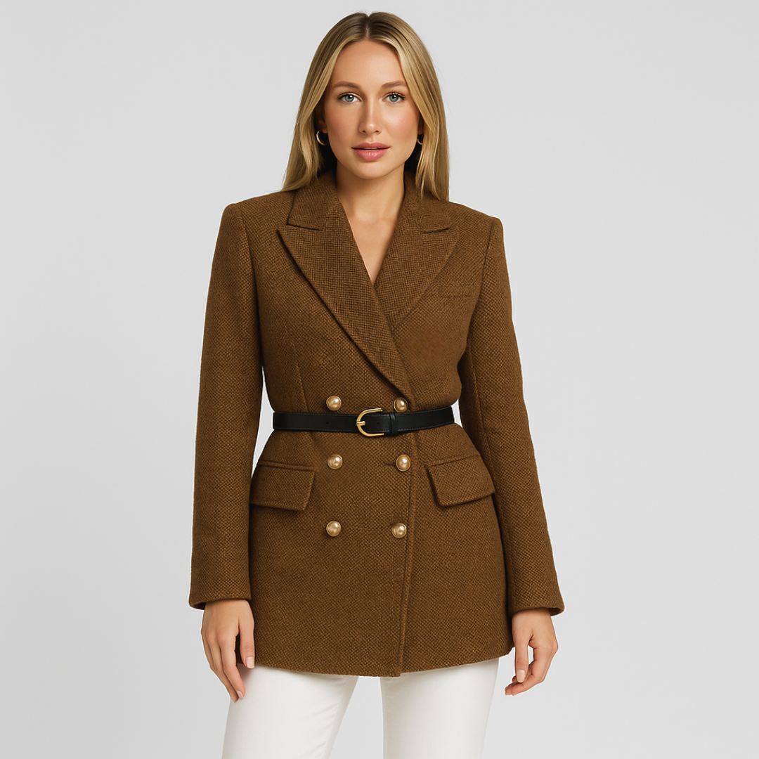 Sophie – Eleganter Tweed-Blazer mit Taillengürtel für Damen