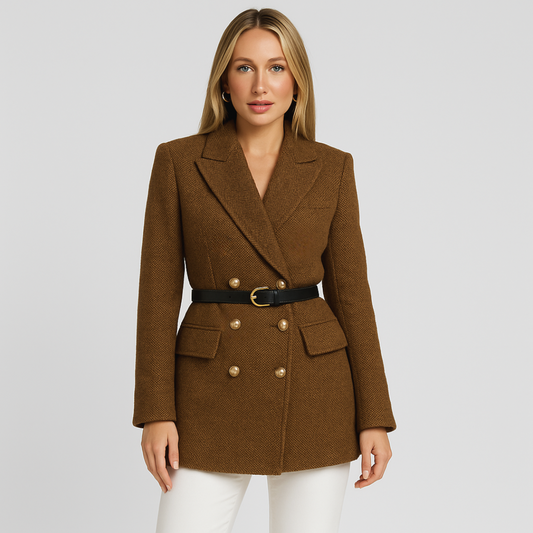 Sophie – Eleganter Tweed-Blazer mit Taillengürtel für Damen