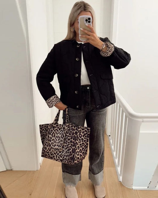 Lara – Gestepptes Oversized-Jacket mit Kontrastdetails für Damen