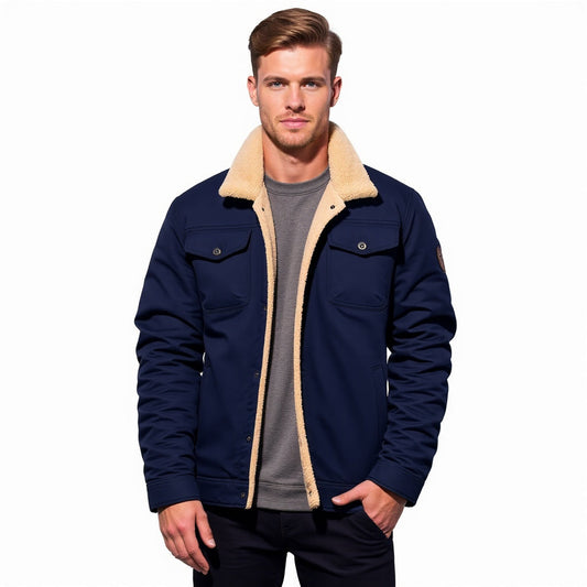 Elias - Herren Winterjacke gefüttert mit Fellkragen