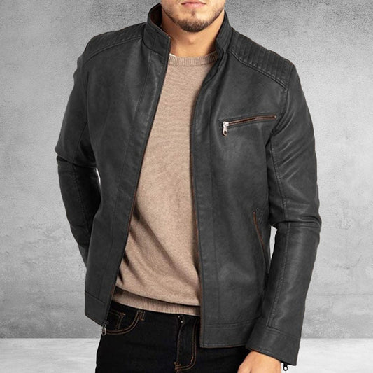 Jonas – Lederjacke Herren mit Stehkragen und Reißverschluss-Details