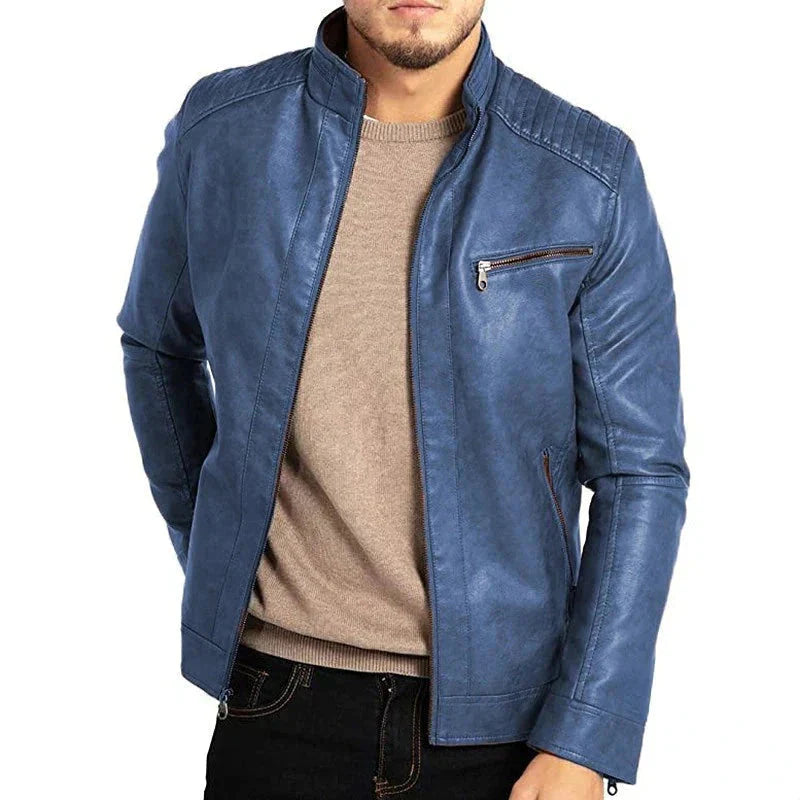 Jonas – Lederjacke Herren mit Stehkragen und Reißverschluss-Details