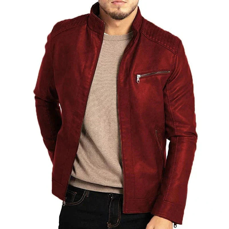 Jonas – Lederjacke Herren mit Stehkragen und Reißverschluss-Details