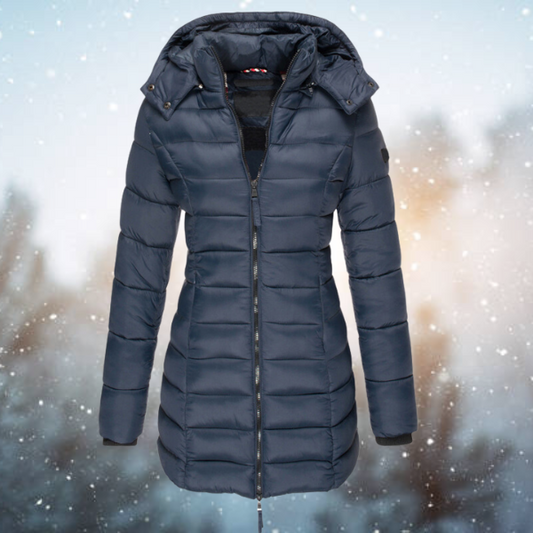 Elisa – Damen Wintermantel mit Kapuze und Stepp-Design