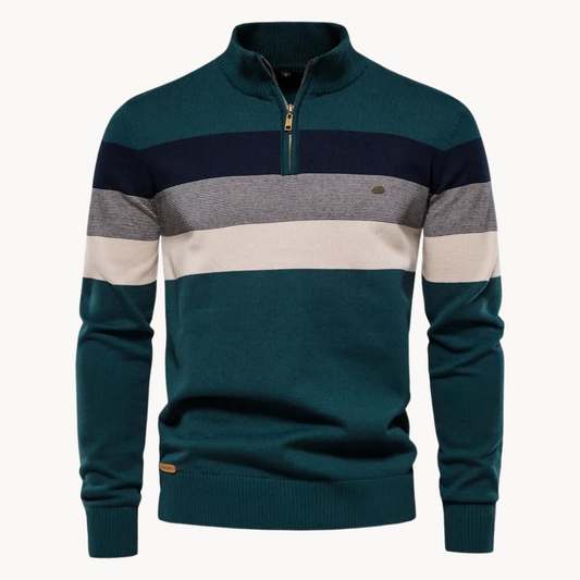 Leonardo – Herren Baumwoll Streifen Strickpullover