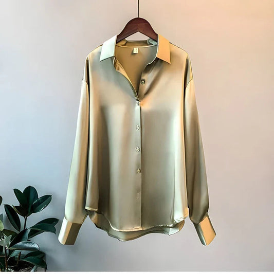 Clara - Damenbluse mit Satin-Finish und klassischem Kragen