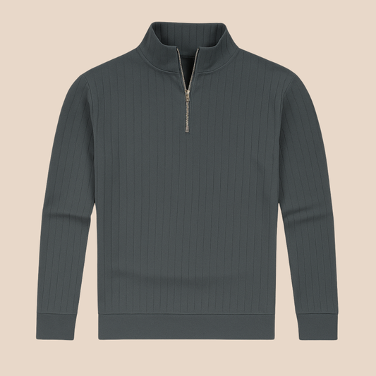 Felix – Gerippter Strickpullover mit halbem Reißverschluss für Herren