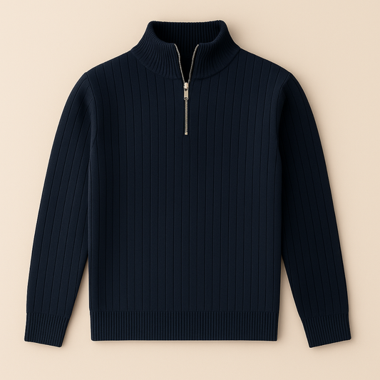 Felix – Gerippter Strickpullover mit halbem Reißverschluss für Herren