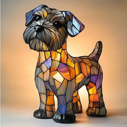 Art Deco Stained Glass Dog Table Lamp