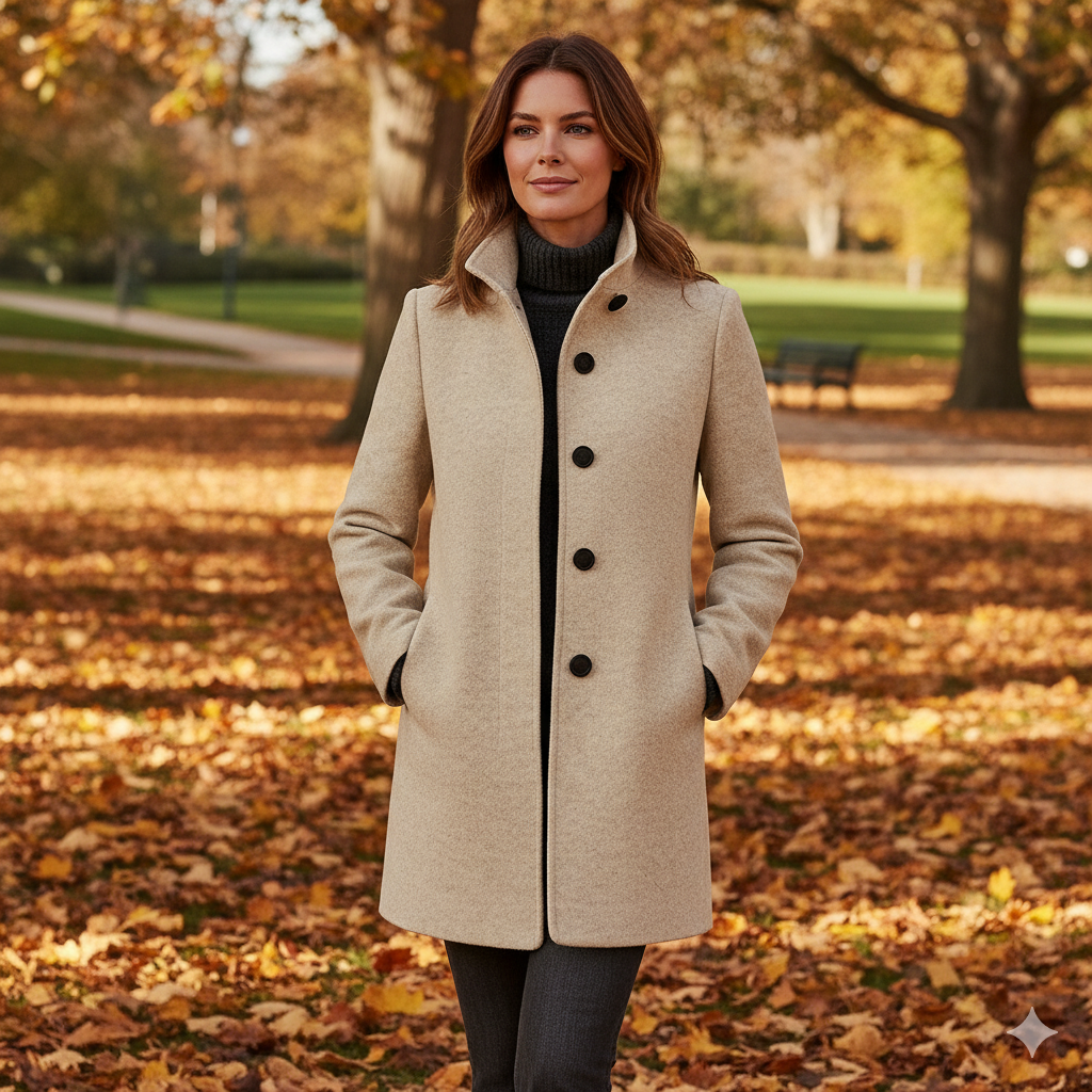 Ruby – Classic Wool-Blend Autumn Coat for Women