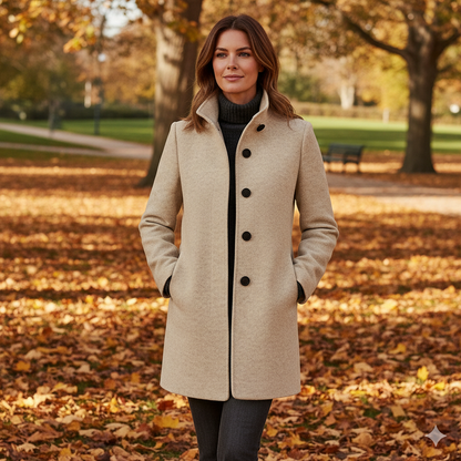 Ruby – Classic Wool-Blend Autumn Coat for Women