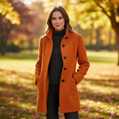 Ruby – Classic Wool-Blend Autumn Coat for Women