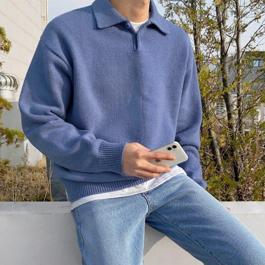 Elias – Wollpullover Herren mit Knopfleiste