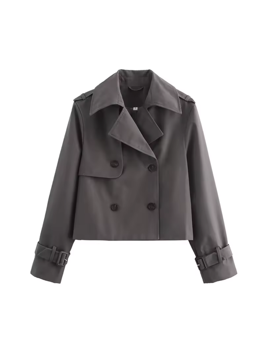 Lea – Damen Trenchjacke kurz geschnitten mit Doppelreihe