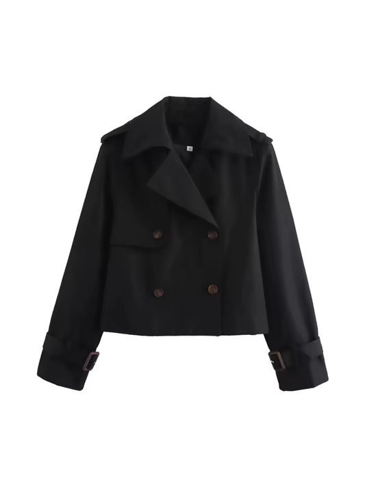 Lea – Damen Trenchjacke kurz geschnitten mit Doppelreihe