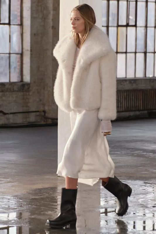 Elvira - Damen Kunstpelzjacke mit Kragen