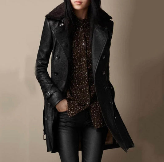 Elena – Langer Leder-Mantel Damen